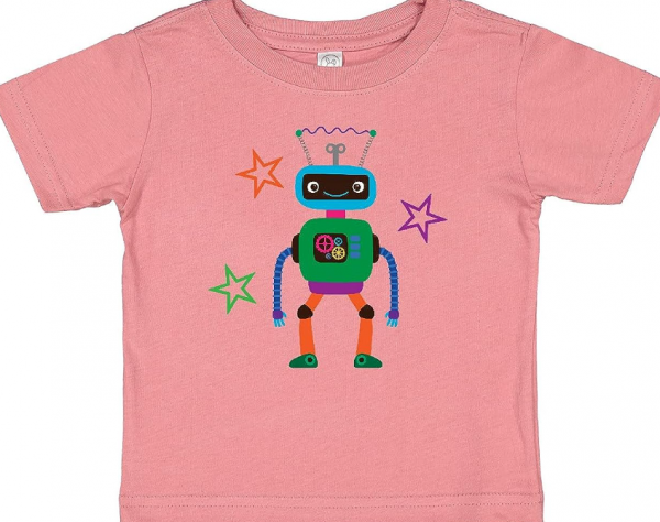 Kaos dengan gambar robot lucu